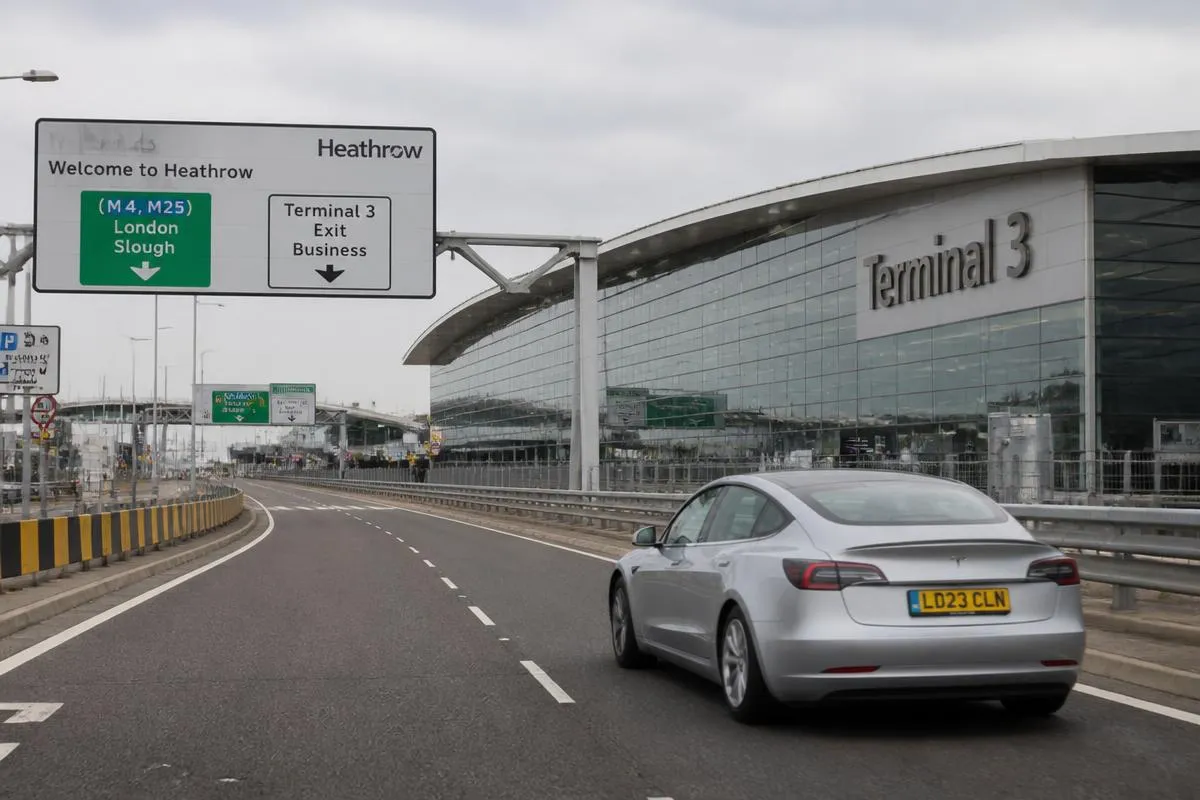 Private hire car arriving at Heathrow Airport Terminal 3 for a pre-booked airport transfer