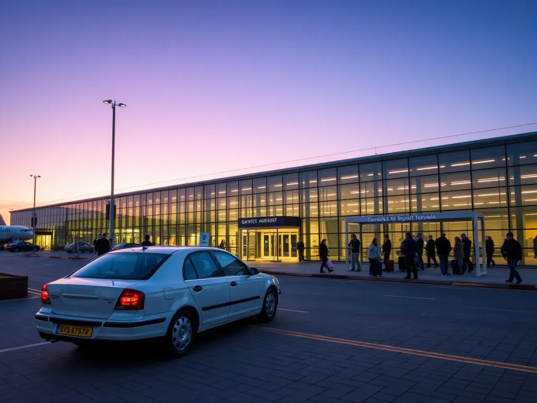 Private hire car outside Gatwick Airport terminal