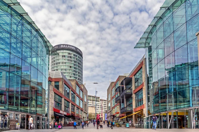 Birmingham city centre representing private hire and airport transfer services across the city