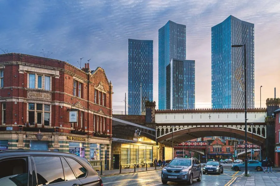 Manchester city centre representing private hire and airport transfer services across the city